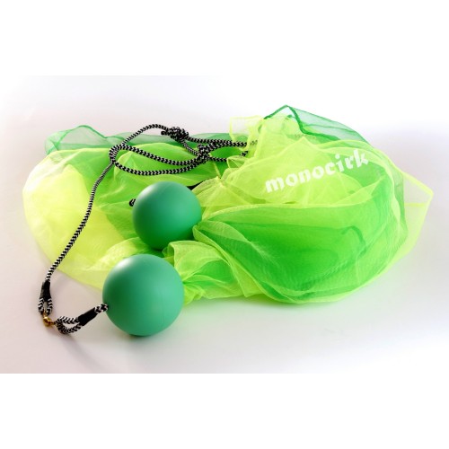 paire bolas poïs balles vertes et foulards jaune FUO