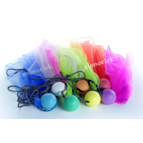 poïs bolas balles-foulards rouge-orange UV, magasin cirque Nantes 44