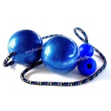 bolas poïs contact 80mm glitter bleu paillettes, boules silicone, corde 6mm