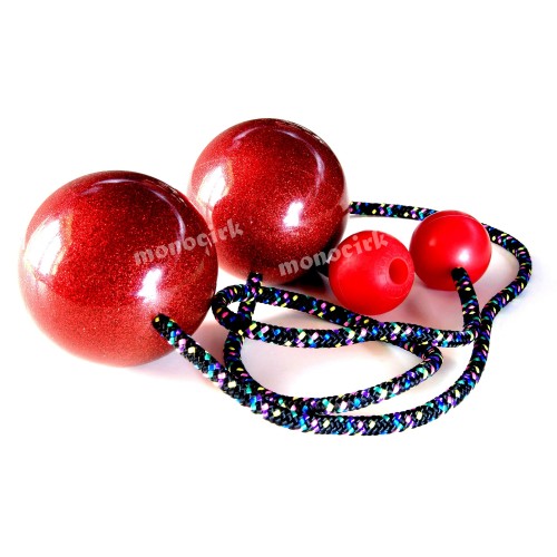 poïs contact bolas rouge glitter 80mm, boules silicone et paracorde 6mm
