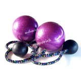 paire poïs contact 80mm violet glitter, paracorde 6mm, poignée silicone