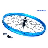 roue monocycle ISIS 27,5" cross trial, axe Koxx One, jante QX RGB bleue