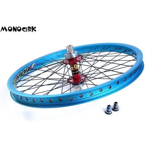 roue 20" ISIS 48 rayons jante bleue, axe QU-AX rouge