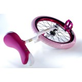 monocycle 20" rose et blanc Princesse enfant et adulte, axe carré, gros pneu rose, MONOCIRK Nantes
