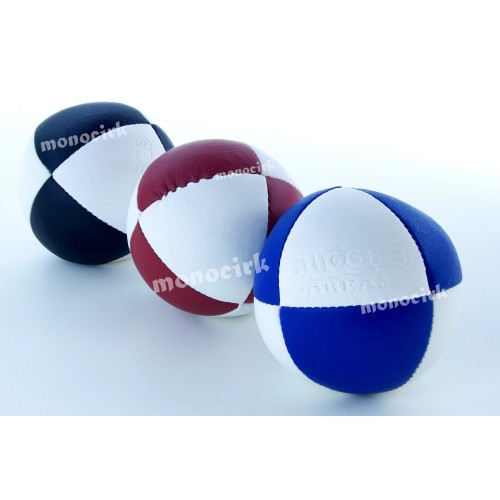 balle jonglerie 8 panneaux cousus 65mm 125g douce souple, noir, rouge, bleu, blanc
