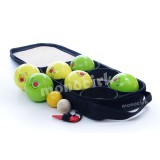 pétanque de salon 6 balles souples assez lourdes de 400g, Plastico, cochonnet, mesureur