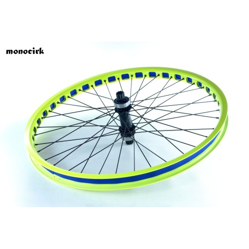 roue monocycle ISIS 24"axe KOXX ONE ultra light, jante allégée 24 Bicycles jaune fluo