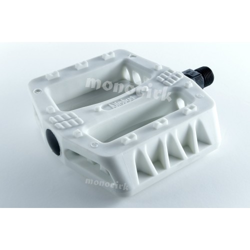 pédales vélo BMX nylon blanches, monocycles custom cirque Nantes 44