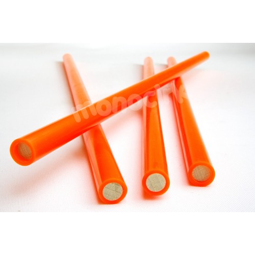 baguettes bâton du diable 45cm; bois de hêtre, silicone orange fluo