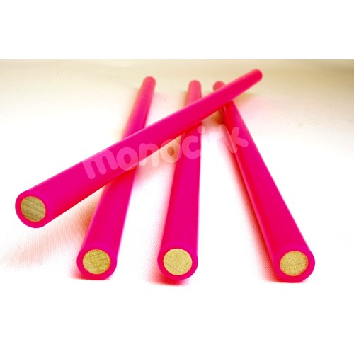 baguettes rose fluo pour bâton du diable, bois et silicone 45cm