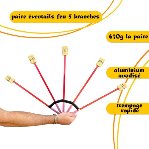 éventails feu pliables 5 branches FNG, magasin jonglerie Nantes BREIZH