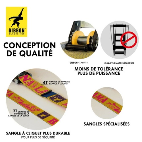 Slackline GIBBON BananaLama XL 25mx35mm, magasin Nantes cirque