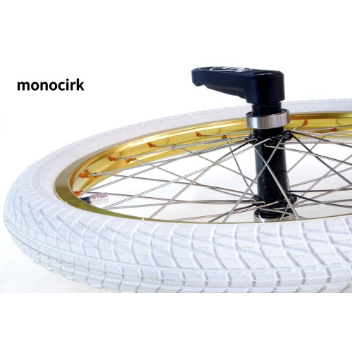 monocycles magasin à Nantes, roue freestyle 20" complète pneu blanc